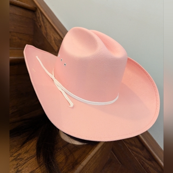 WESTERN EXPRESS CATTLEMAN PINK STRAW COWBOY HAT. adult Size Small Medium - Picture 8 of 15